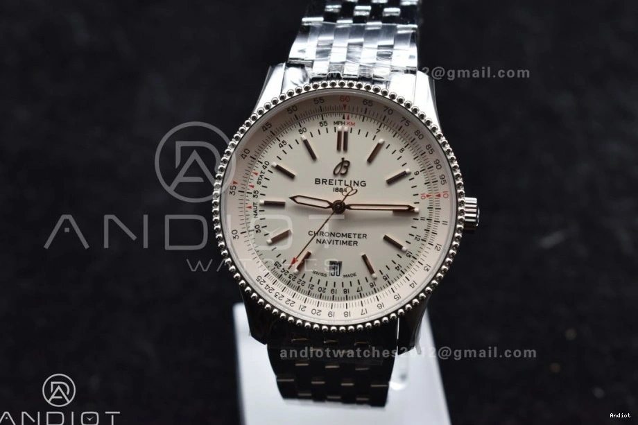 V7F SS 1 Navitimer White A2824 RG SS Dial 1:1 on Bracelet Edition Best Bezel 0115